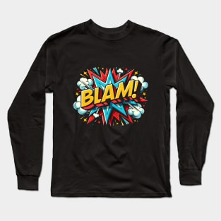 Explosive Echoes: 'BOOM!' in Classic Comic Style Long Sleeve T-Shirt